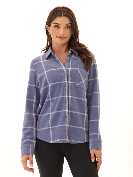 Kandyce Fleece Button-Up, Zinc/Tapioca