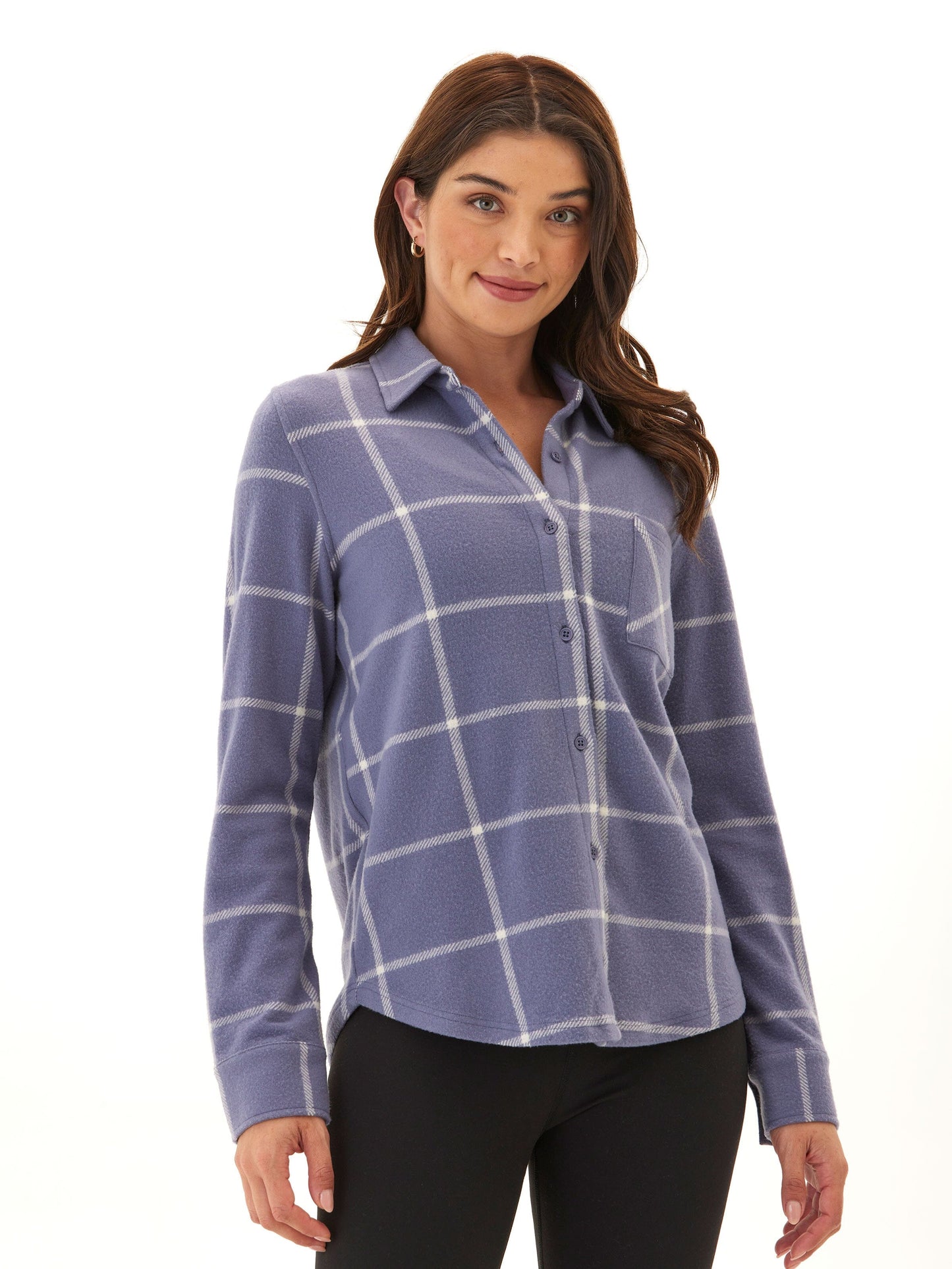 Kandyce Fleece Button-Up, Zinc/Tapioca