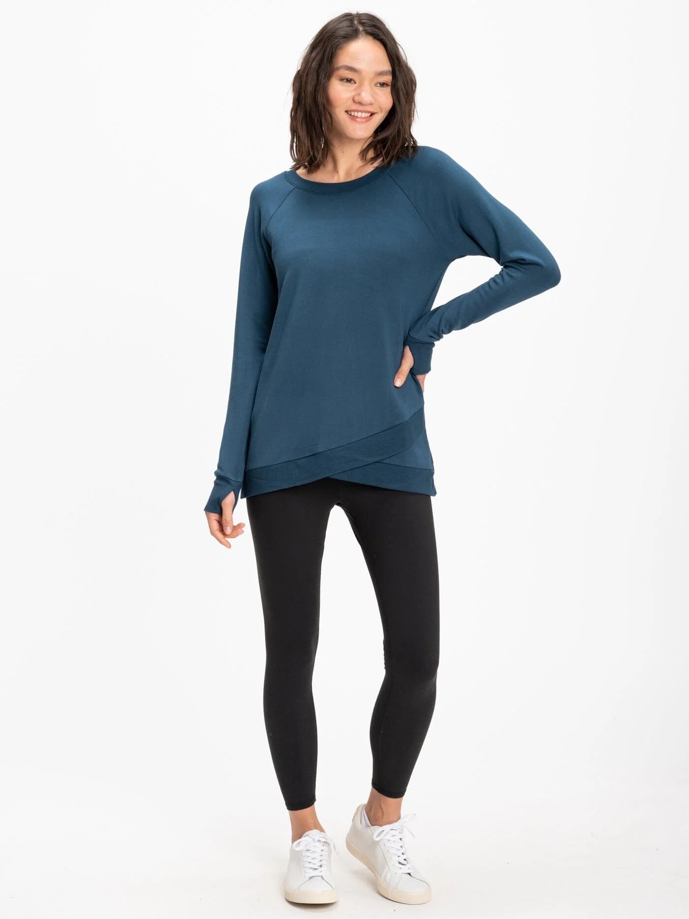 Leanna Feather Fleece Tunic, Oceanic