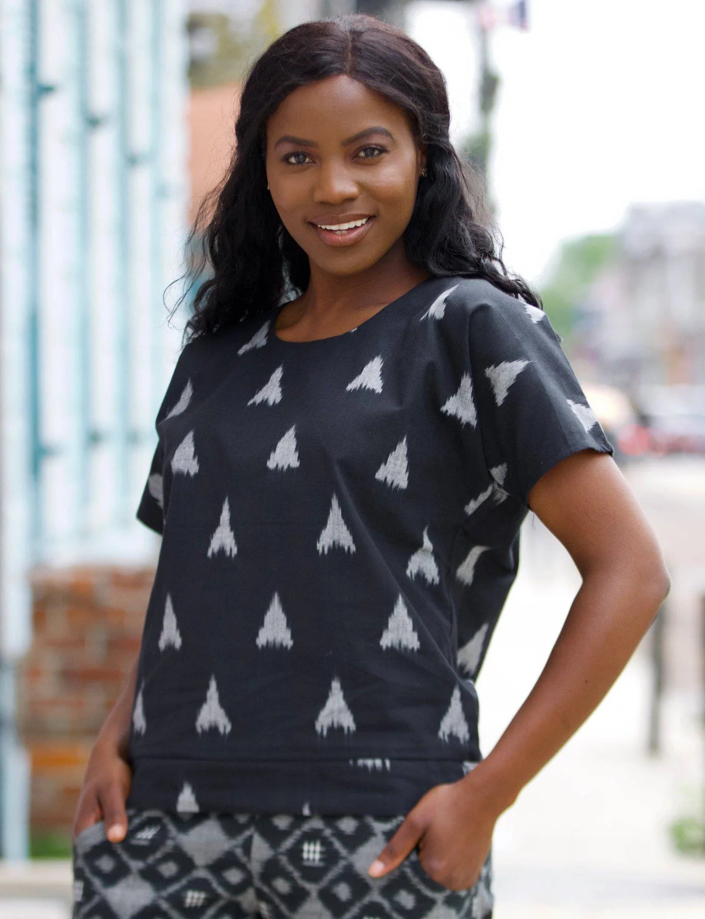 Leo Top, Black Ikat