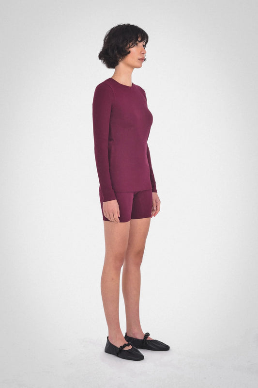 Lisa Long Sleeve Top, Dark Cherry