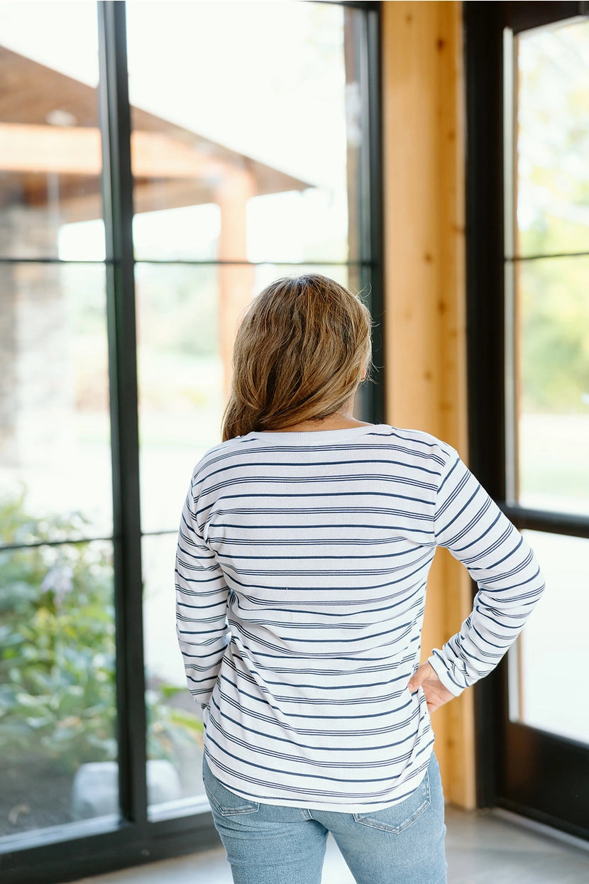 Long Sleeve Scoop Tee, Marine Stripe