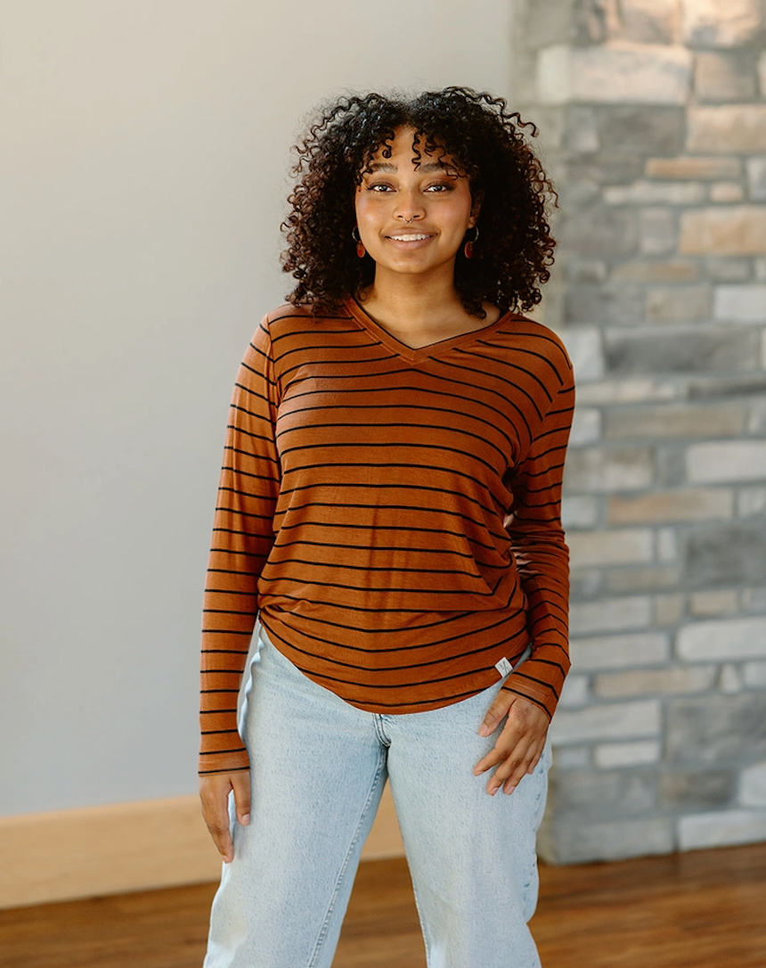 Long Sleeve V-Neck, Sienna