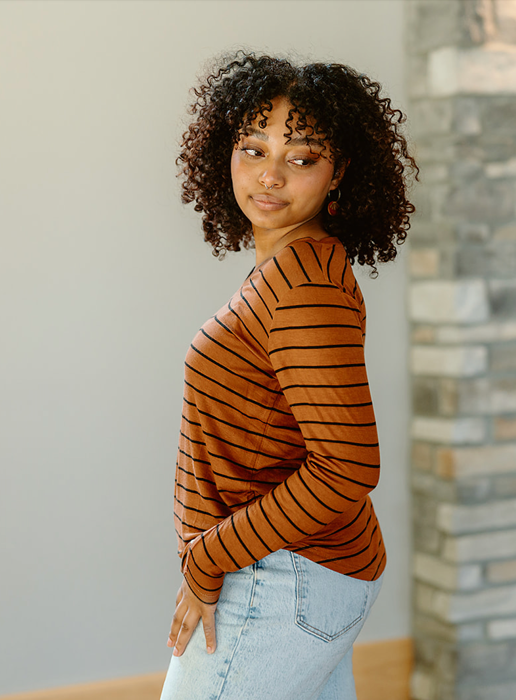 Long Sleeve V-Neck, Sienna