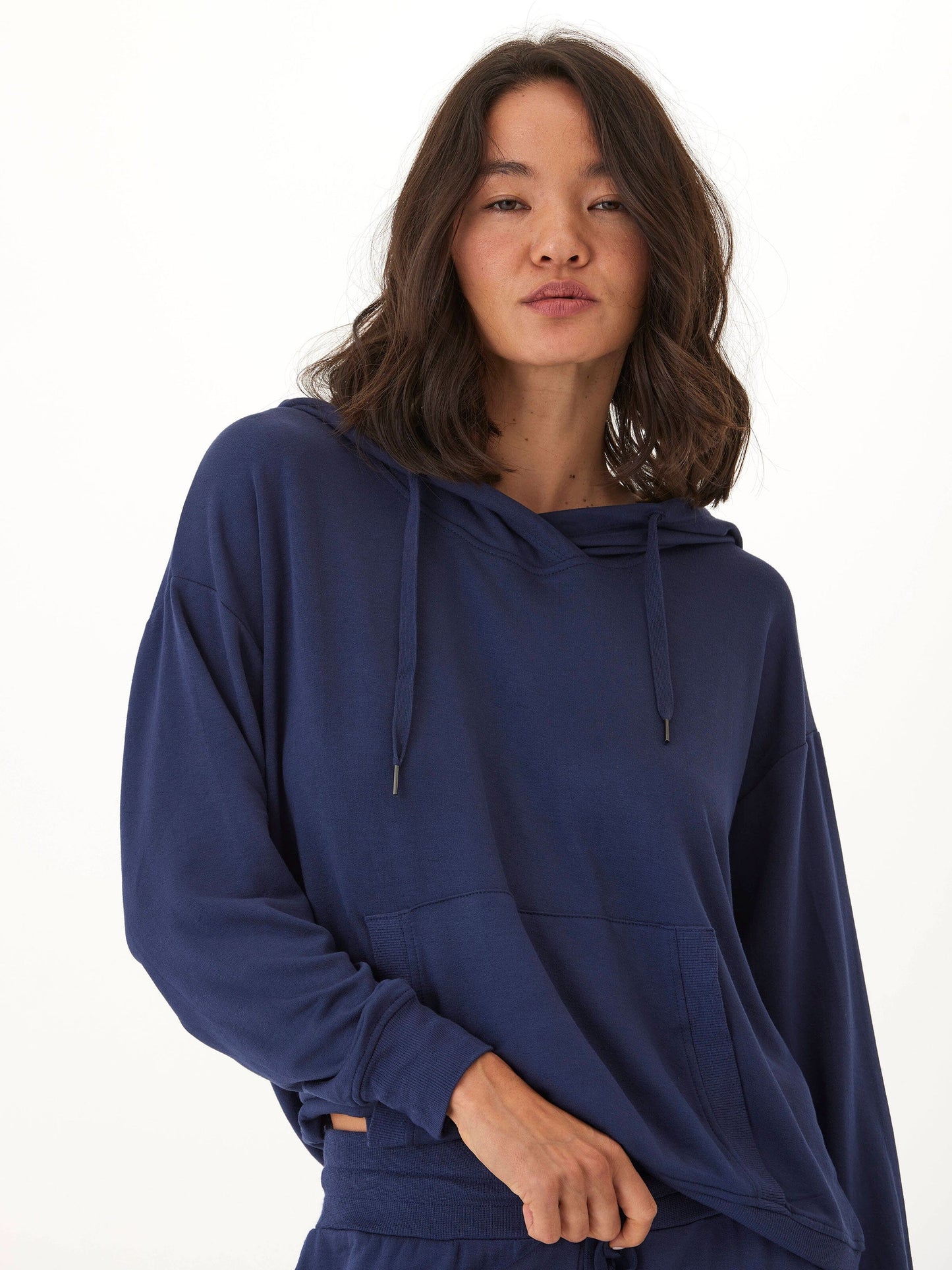 Madge Feather Fleece Pullover, Raw Denim