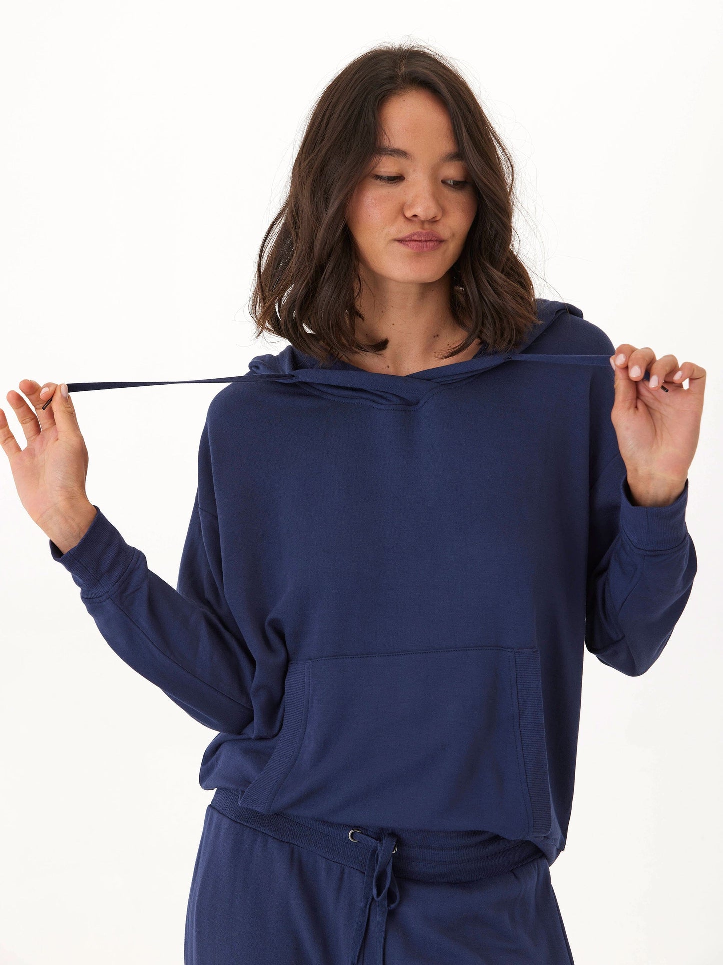 Madge Feather Fleece Pullover, Raw Denim