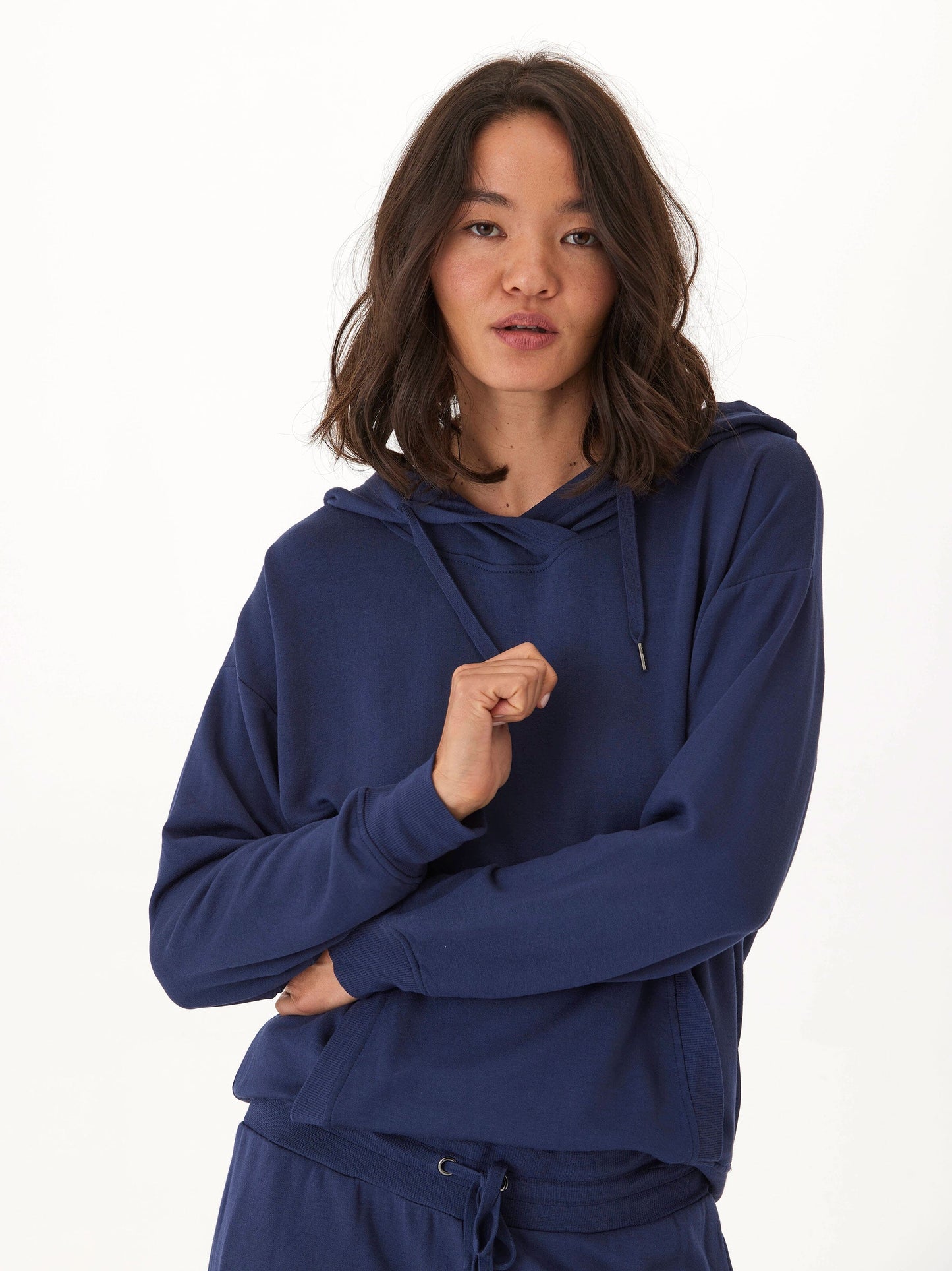 Madge Feather Fleece Pullover, Raw Denim