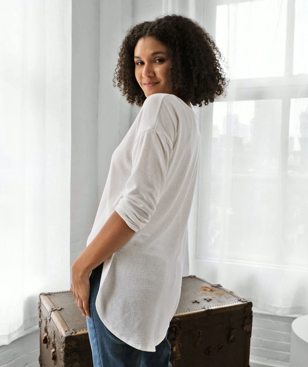 Magnolia Lightweight Sweater Tunic, Ivory