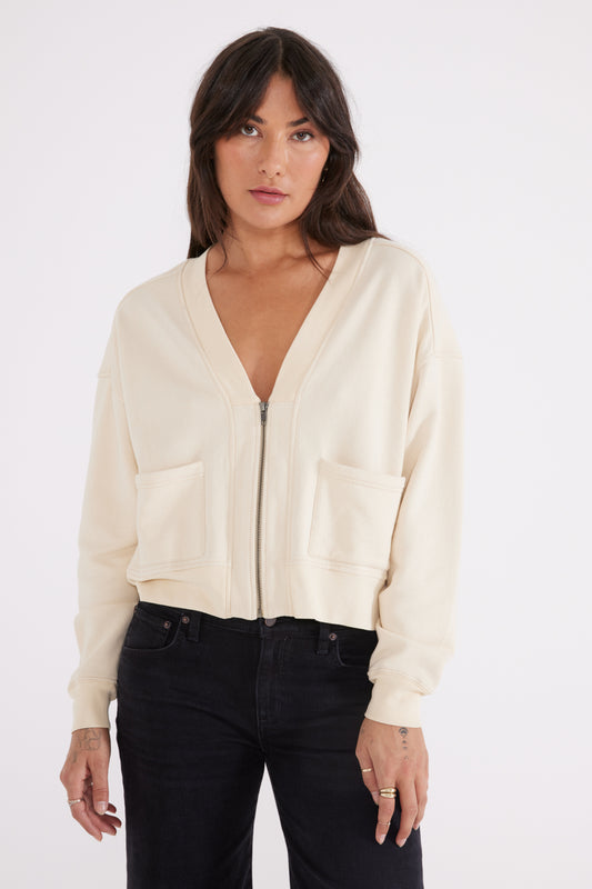 Mariana Zip Sweat Jacket, Birch