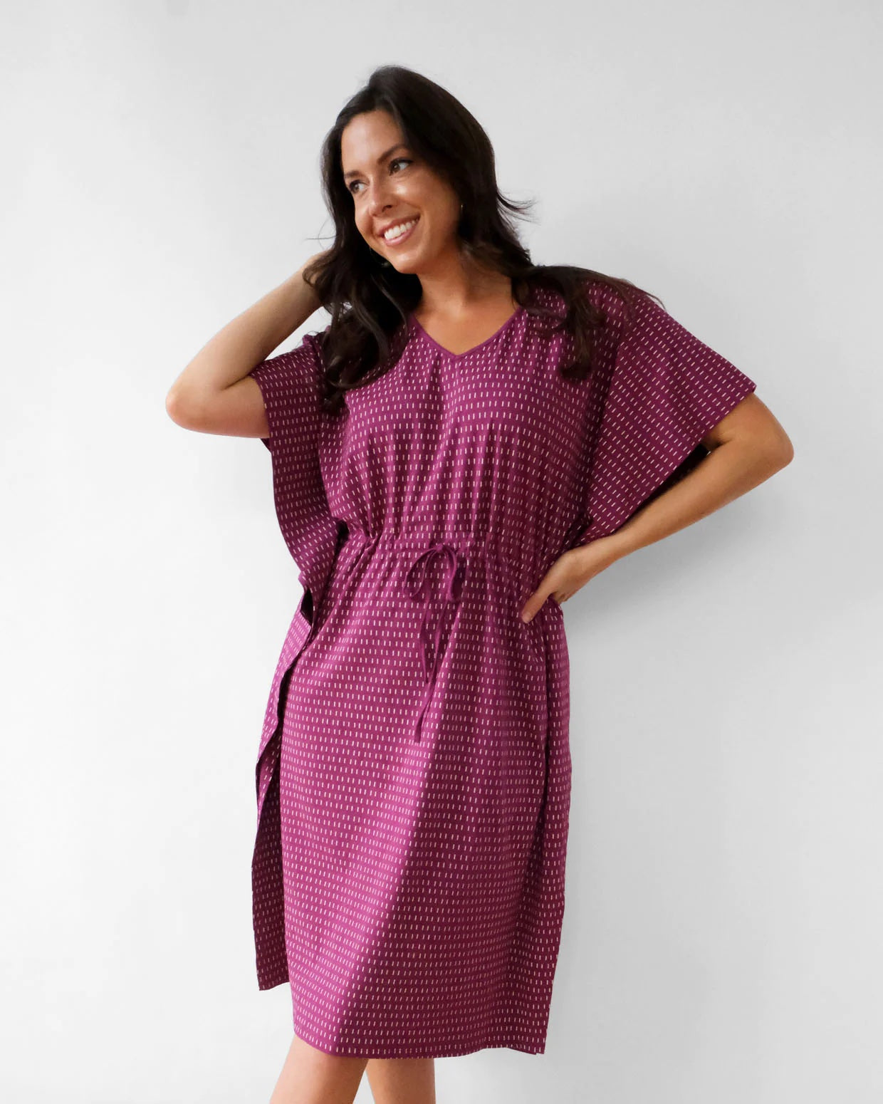 Matilda Dress, Magenta/White