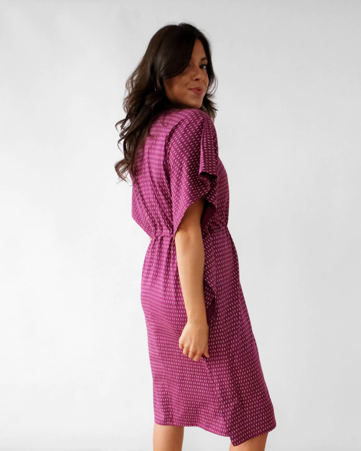 Matilda Dress, Magenta/White