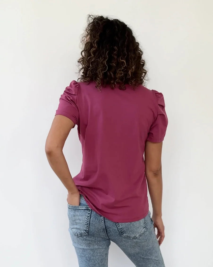 Monet Henley Top, Mauve Berry