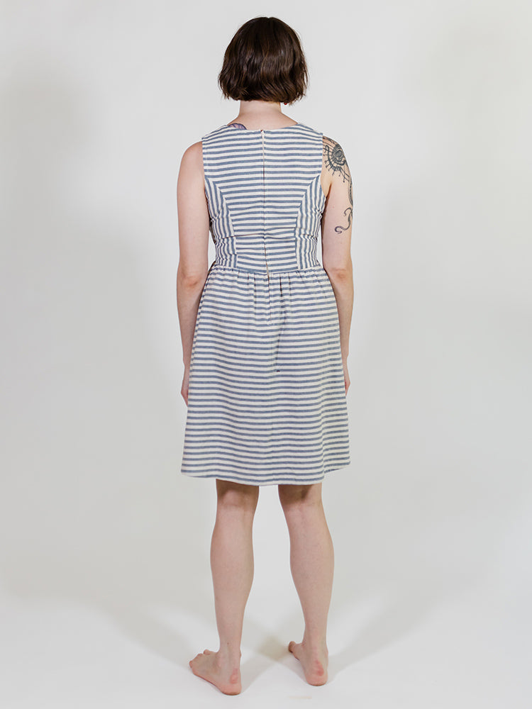 Nadiya Dress, Pinstripe Blue