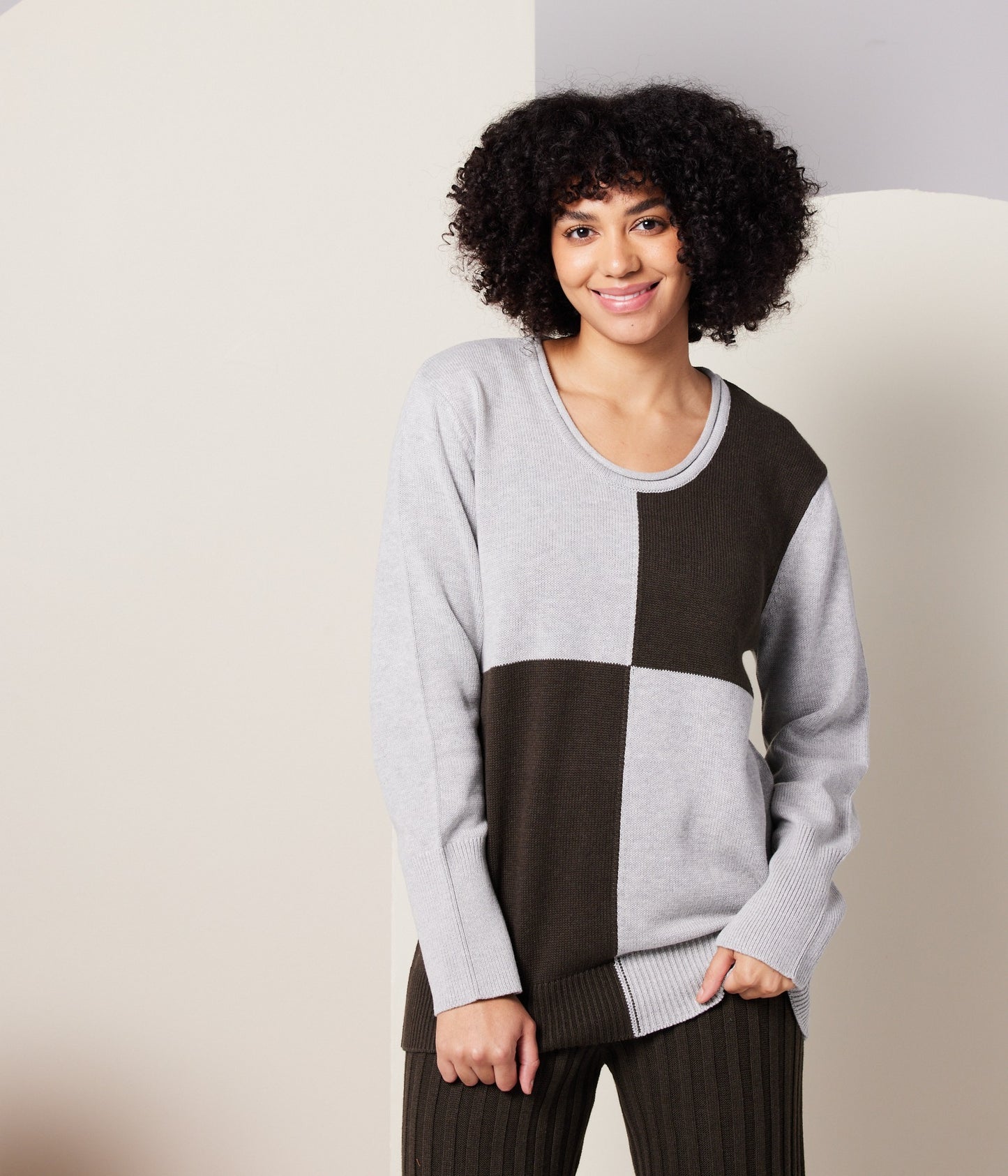 Paloma Sweater, Heather Grey Colorblock