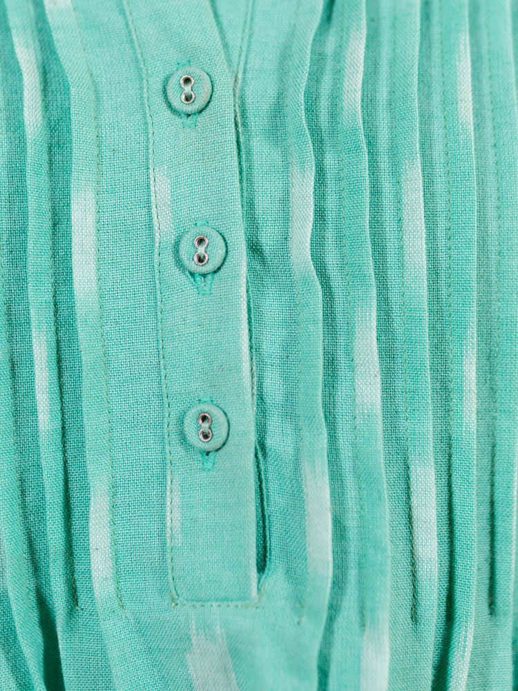 Pintucked Away Dress, Aqua Ikat