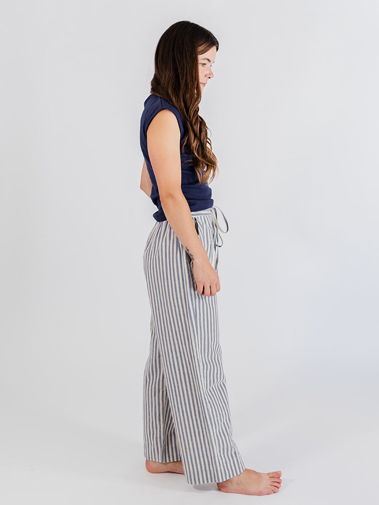 Ruched Top, Navy Rib Knit