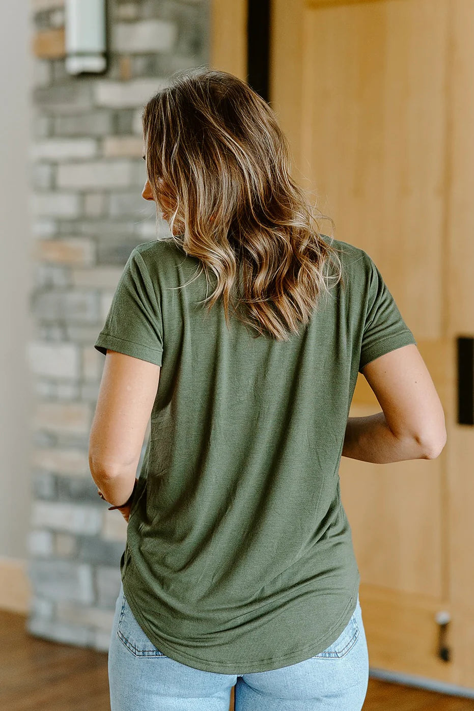 Scoop Tee, Olive