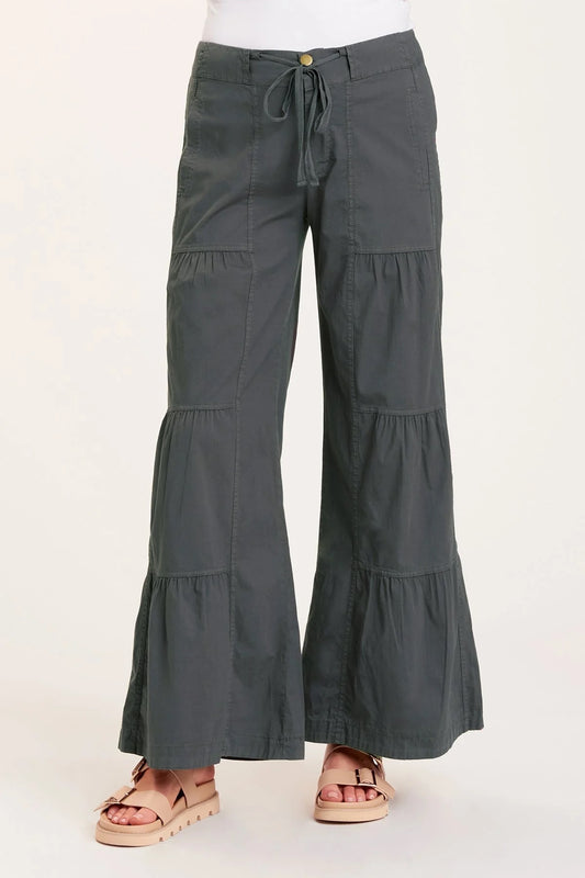 Terraced Wide Leg Pant, Charcoal