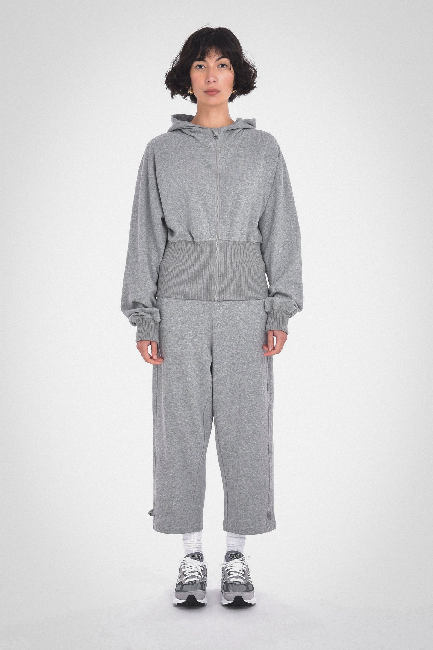 Tina Zip Up Hoodie, Melange Grey