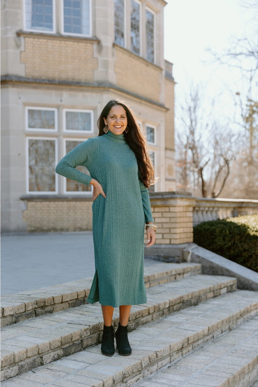 Turtleneck Dress, Jade