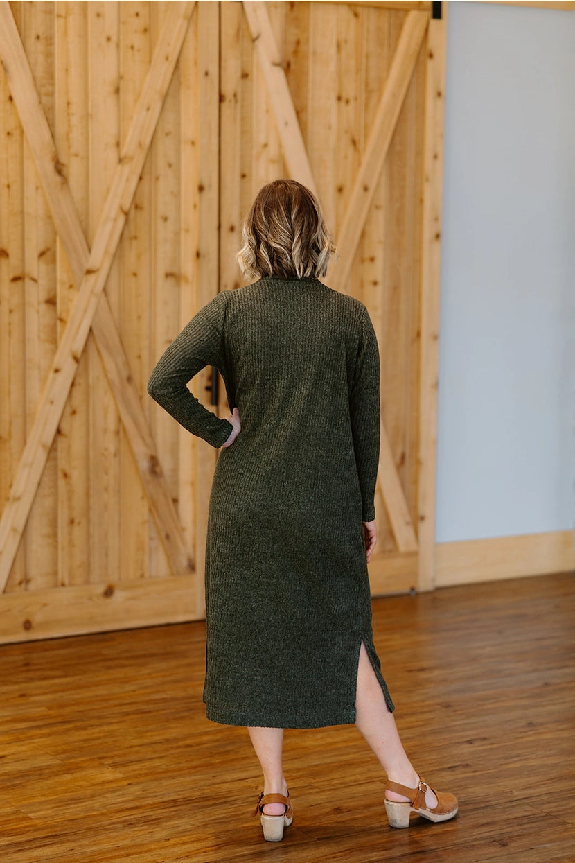 Turtleneck Dress, Olive Leaf