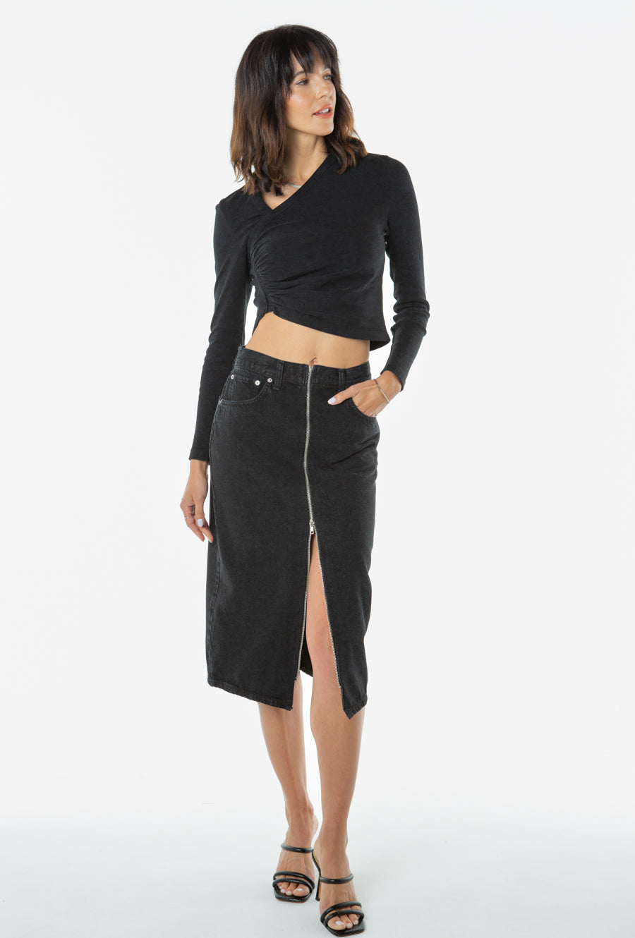 Veta Pencil Skirt, Black Rock