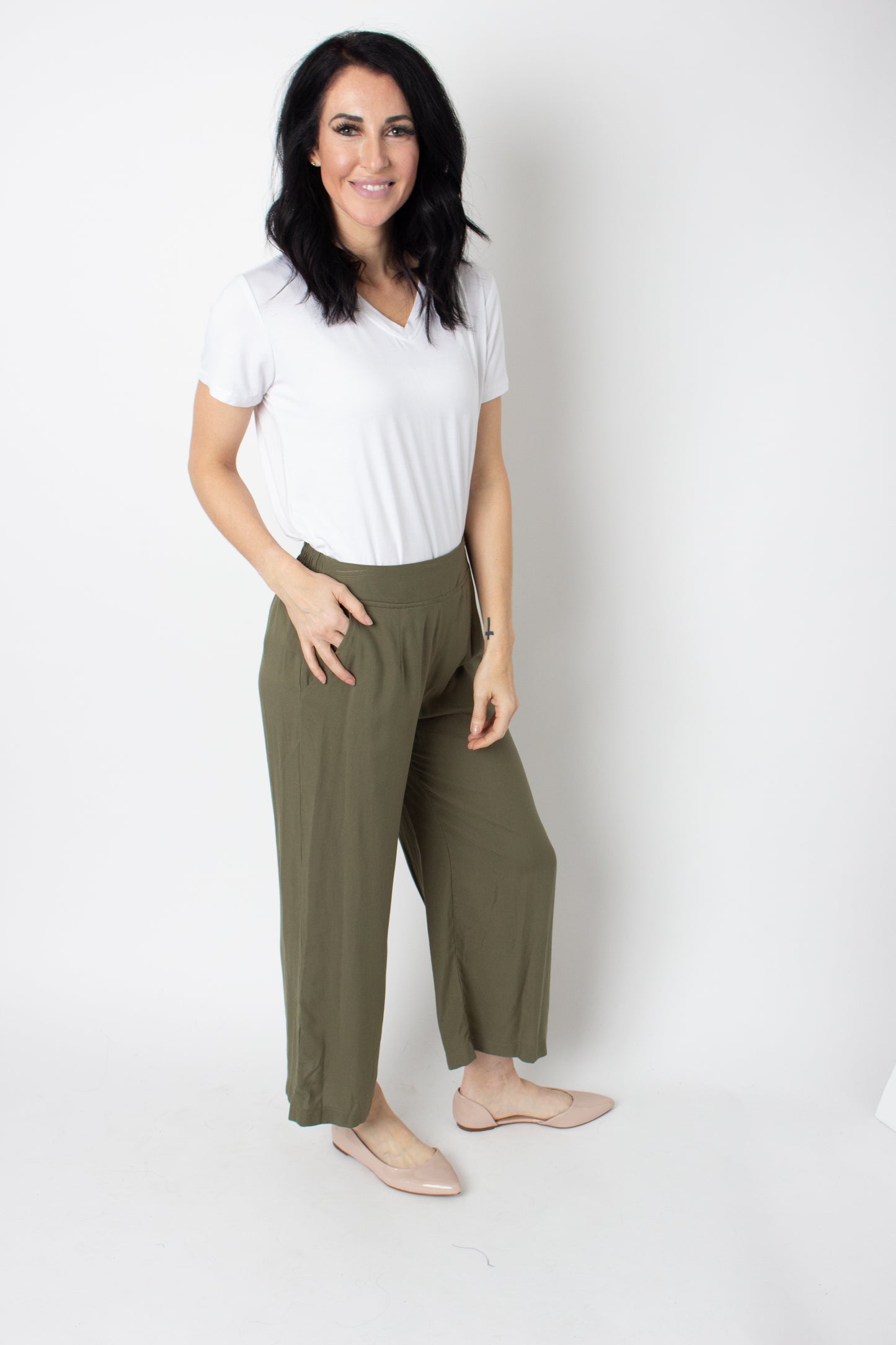 Wide Leg Pants, Olive