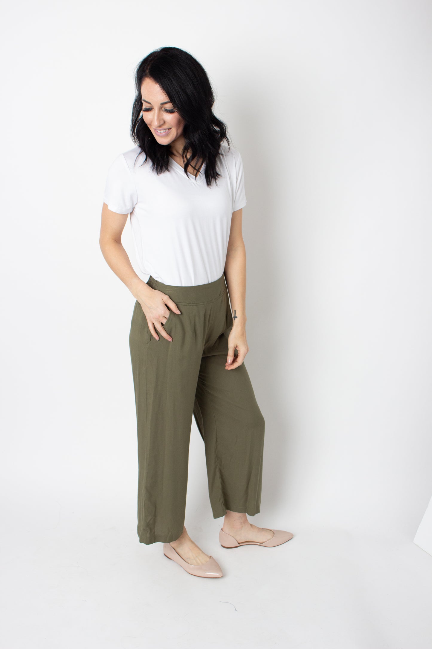 Wide Leg Pants, Olive