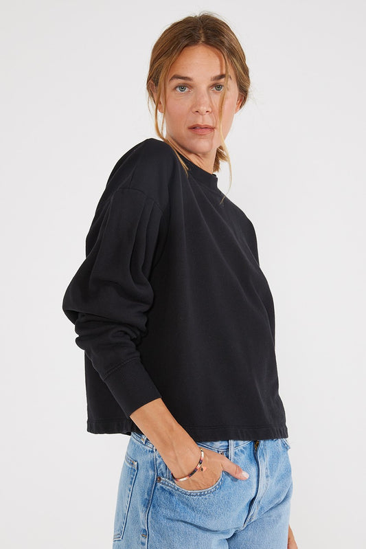 Jael Pleat Sleeve Sweatshirt, Black Beauty