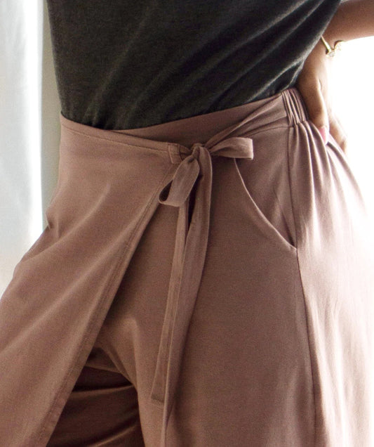 Edith Wrap Pants, Taupe