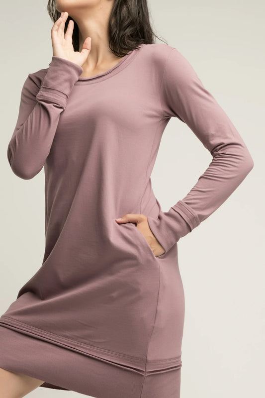 Everyday LS Pocket Dress, Mauve