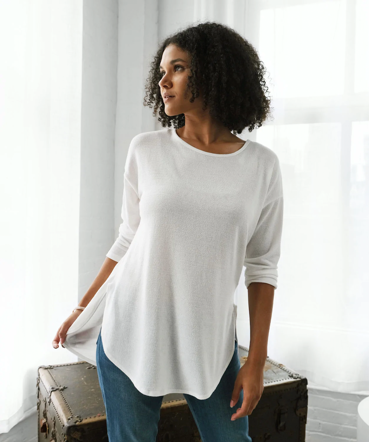 Magnolia Lightweight Sweater Tunic, Ivory