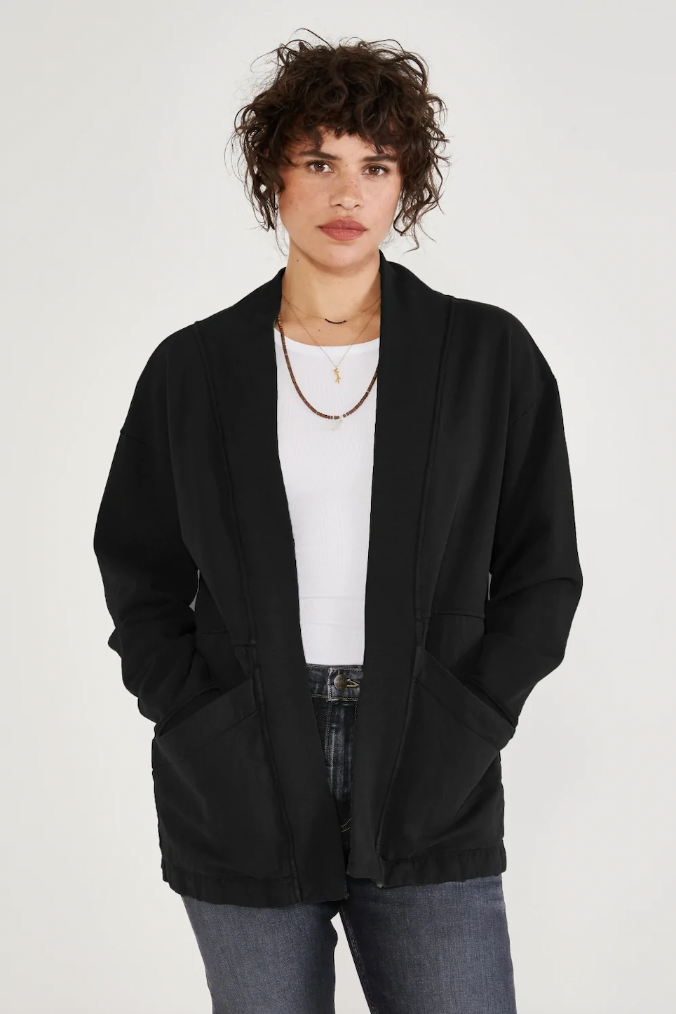 Mattia Mixed Media Jacket, Black Beauty