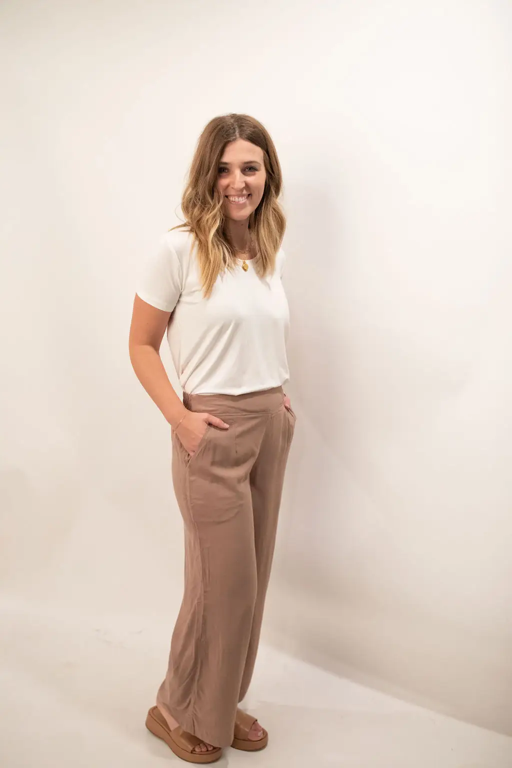 Wide Leg Pants, Tan