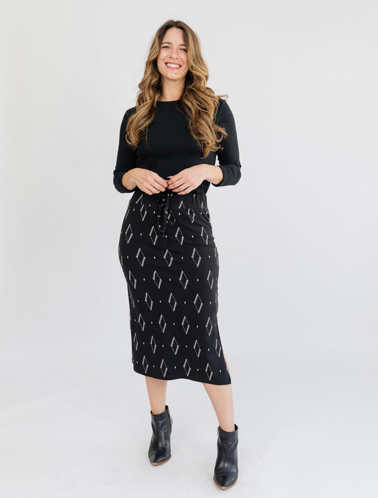 Isla Skirt, Diamond Vine Black